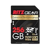 Ritz Gear 256GB High-Speed SDXC UHS-I SD Card, C10, U3, V30, Full-HD & 4K Memory Card