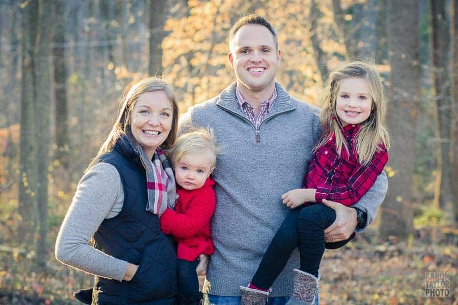 This photo was the 12th click of the shutter from this session, eight of which were me "testing" exposure with one of the daughters. We had not yet left the parking lot, that's how quickly we accomplished the sought-after smiling family photo. 